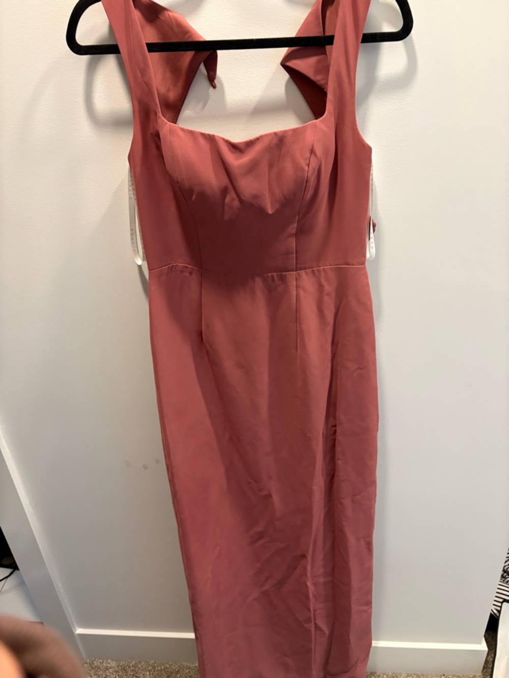 Azazie Desert Rose Square-Neck Column Bridesmaid Dress - Picture 3 of 3